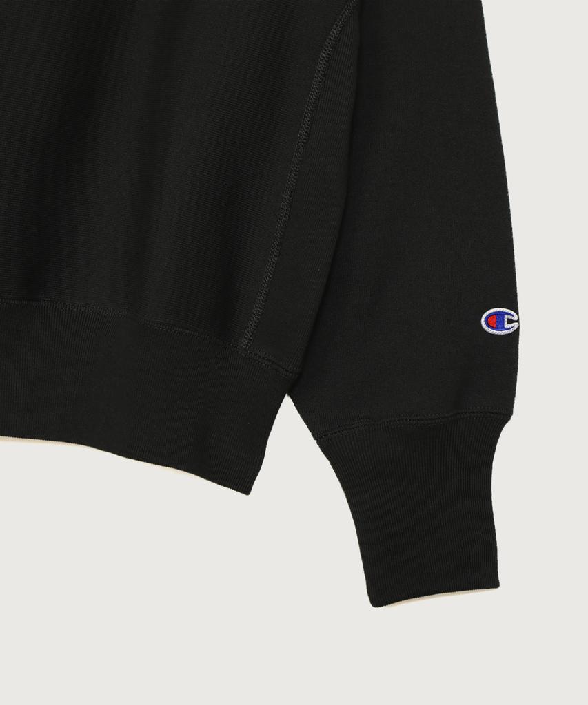 Champion Женский свитшот с обратным плетением, фирменным принтом и начесом, черный