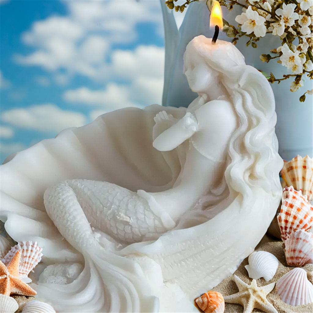 DIY Shell Mermaid Candle Silicone Mold Unique Shell Mermaid Candles Making Mold Easy To Clean Silicone Accessory Mold