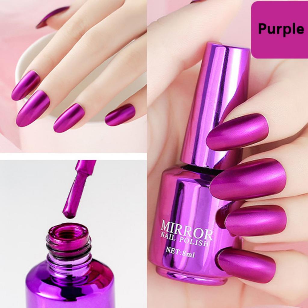 Зеркальный лак для ногтей с эффектом металлик, стойкий глянцевый лак для ногтей без запекания