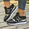 Women's Wide Width Platform Sneakers, Lace-Up Wedge Sole Casual Shoes, European Style Athletic Shoes Wholesale In Stock