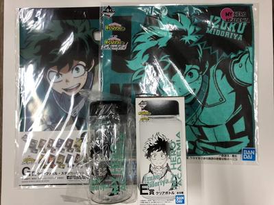 Ichiban Kuji My Hero Academia Ready E Приз Изуку Мидория Прозрачная бутылка F Приз Полотенце для рук G Приз Набор прозрачных файлов Я