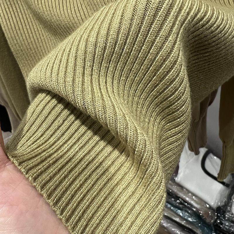 Свободный вязаный топ с полувысоким воротником для женских осенних и зимних свитеров с вырезом внизу