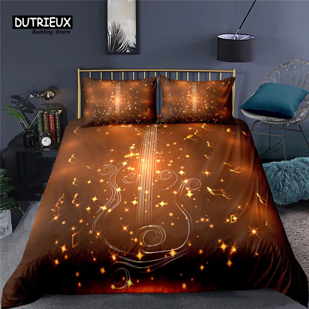 Роскошный 3D Цветной Принт Гитара Домашний Декор Пододеяльник Наволочка Детский Постельный Комплект Размер Квин и Кинг EU/US/AU/UK Постельные Комплекты