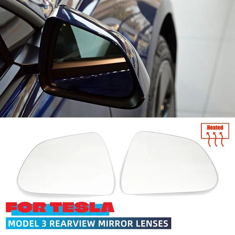 1 Pair Car Front Heated Side Door Wing Rear View Blue Mirror Lens Glass for Tesla Model 3 2017-2020