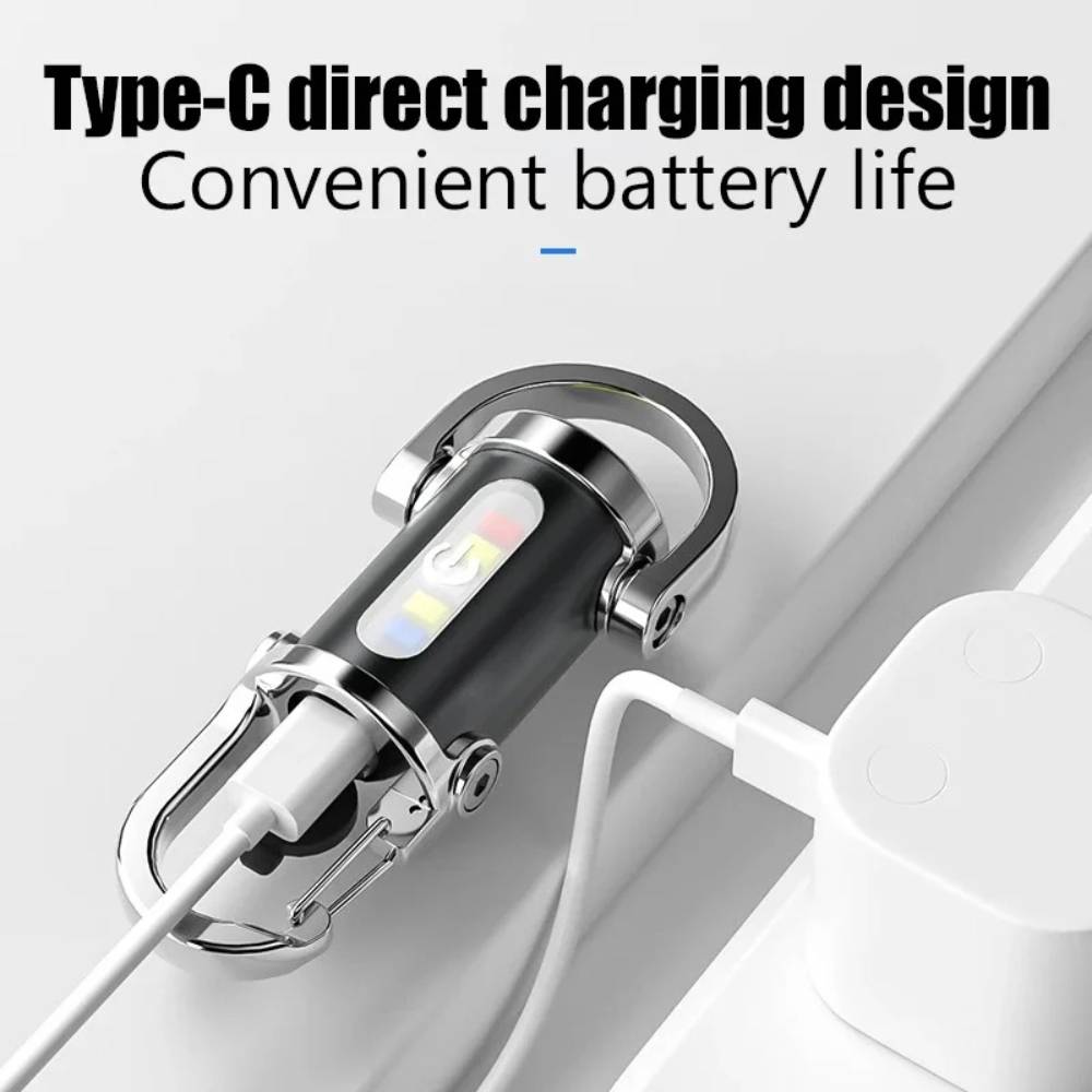 1-5 шт. Мощный светодиодный фонарик-брелок COB, перезаряжаемый через USB, карманный фонарик с подвеской, водонепроницаемый брелок для кемпинга, прогулок