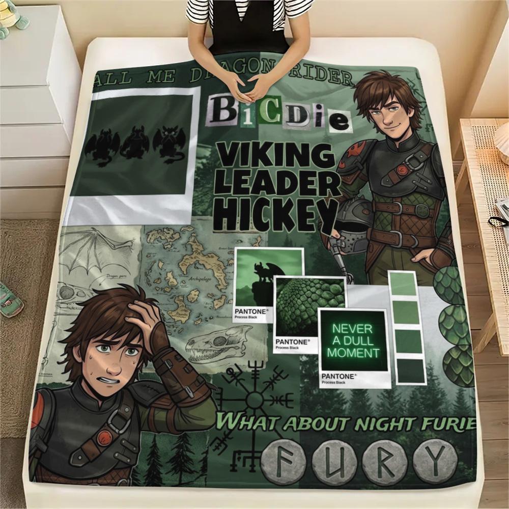 1PC How Train Dragon Patterned Flannel Blanket Suitable For All Seasons For Home Decor Warmth And Comfort Gifts Holiday Present