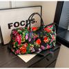 Chinese Ethnic High Capacity Travel Bag Versatile Contrasting Color Sports Fitness Handbag Personalized Northeast Big Flower Cotton Coat Crossbody Bag