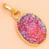 Подвеска Red Sunshine Drusy, серебряное украшение с позолотой 14 карат, 1,5 дюйма