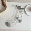 Spring and Summer Women's Style Transparent Silk, Black Fungus, Polka Dot, Bow, Crystal and Glass Fiber Women's Socks