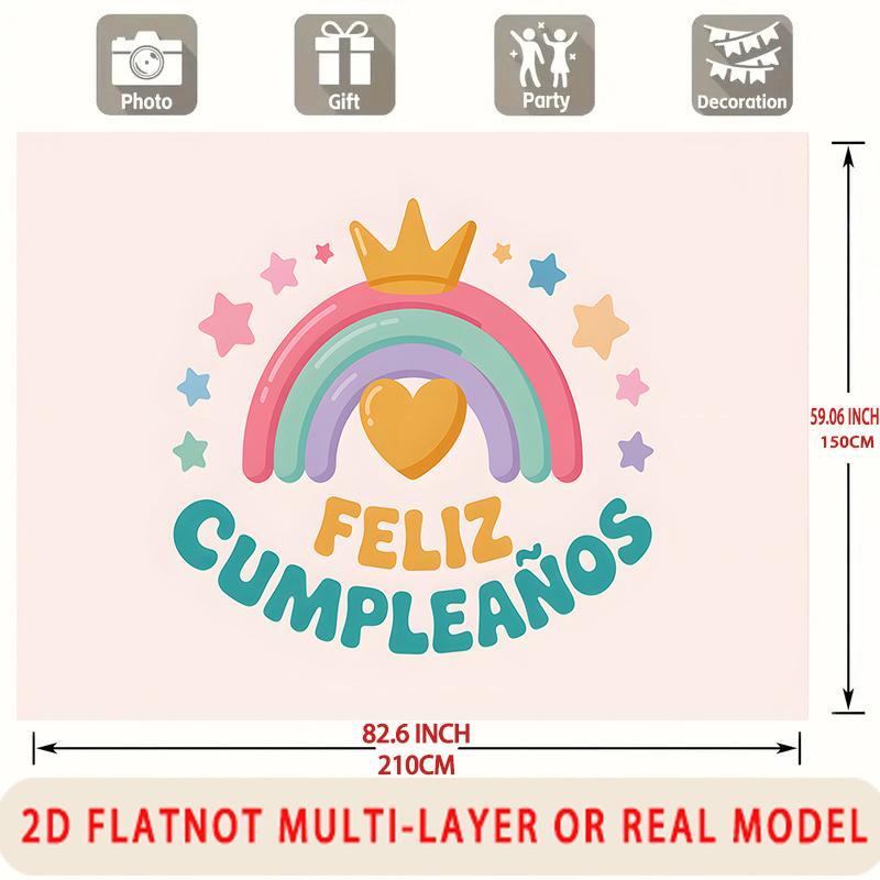 Party Backdrop Crown Rainbow Photo Booth Background Front Door Decor