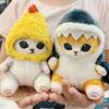 Cat Plush Pendant Hanging Padded Decorative Cartoon Sharp Teeth Gift Clear Texture Washable Portable Fried Shrimp Cat Pendant Keychain Decoration