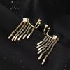 [Real Gold Plated] S925 Silver Tassel Earrings with Korean Back-Hanging Ear Buckle - European & American Style