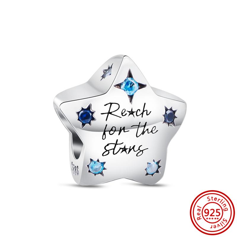 Настоящее серебро 925 пробы цвет светлячок снежинка звездный фианит блестящие подвески паве бусины подходят оригинальные браслеты для женщин ювелирные украшения