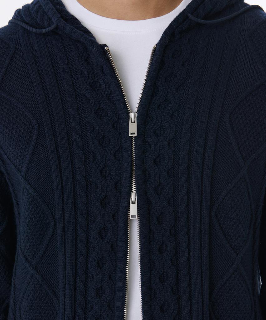 Musinsa Standard Aran Cable Knit Hooded Zip-Up [Navy]