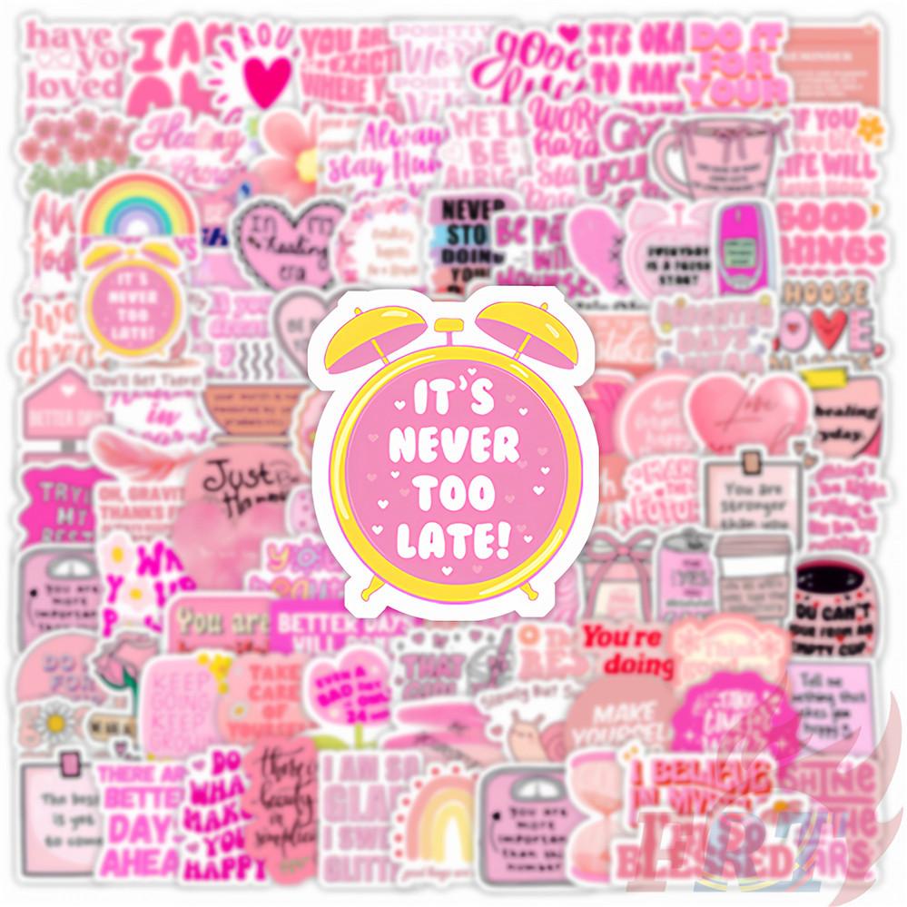 130Pcs/Set Pink Healing Phrase Mini Diary Manual Stickers DIY Scrapbooks Album Decor Decals Stickers