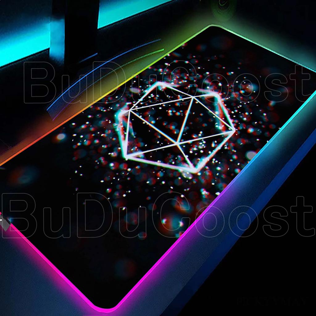 RGB Cool Geometric Shape Starry Sky Mouse Pad Gaming Geometry Luminous Anti Slip Computer Office Rubber Cool Mouse Pad Desk Pads