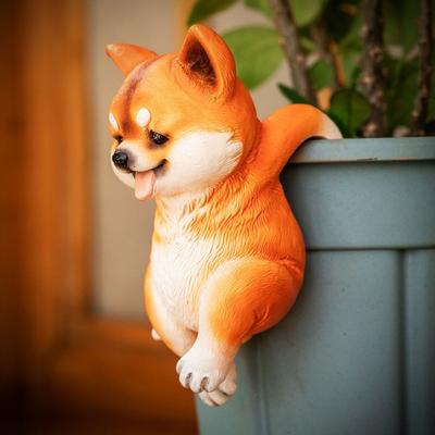 3D Собака Карабкающаяся Садовая Статуэтка Симуляция Изысканная Фигурка для Аквариума Ручная Работа Прочная Садовая Фигурка Спальня