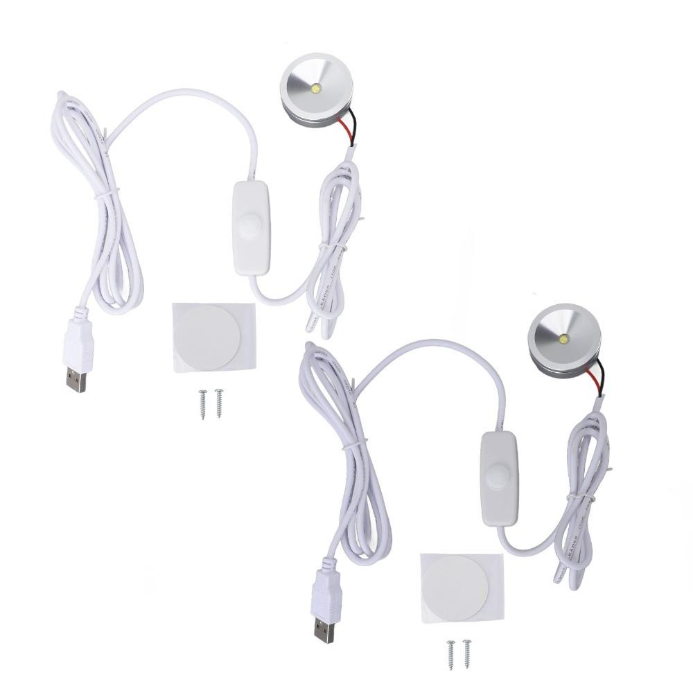 2pcs 6.6ft Cable USB Mini Spotlights 5V Small Spot Lights LED Spotlights Display Cabinets