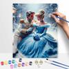 Disney Cinderella Prince Oil Art Painting Kit Home Wall Decor Handmade Gift Romantic Snow Scene Couple Portrait Modern Art Decor
