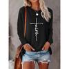 2024 Gradient Faith Letter Print Women's T-shirt Long Sleeve Crop Top Female Graphic Blouse Plus Size Women's Clothing Shirts