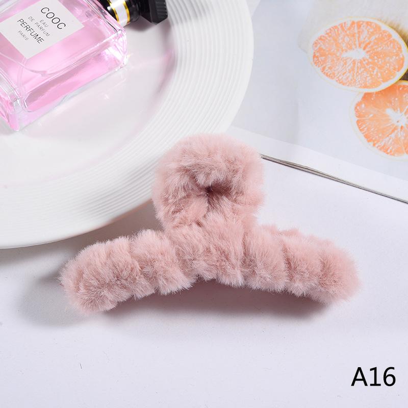 Женский коготь для волос, плюшевый зажим, милый корейский осенне-зимний однотонный, элегантный, акриловый, пушистый