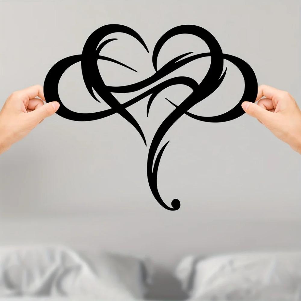 Unique Infinity Heart Metal Wall Decor – Steel Art Geometric Set, Perfect for Home, Wedding, and Living Room, Cut-Out Love Shape