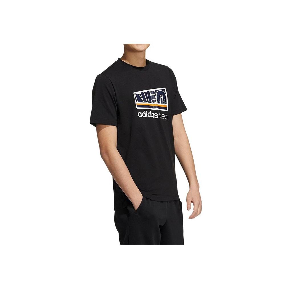 adidas Футболка с коротким рукавом Neo Sports Lifestyle Series с буквенным принтом, повседневная, мужская, черная H55283
