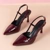 Fashion Women Design Pointy Toe High Heels Pumps Women Fashion Thin Heel Sexy Slingback Sandals Elegant Patent Leather Party Dress Shoes