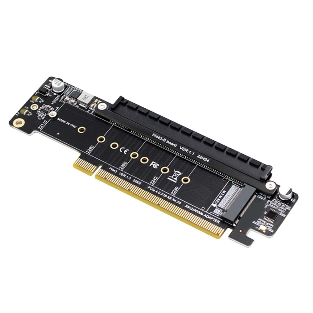 PCI-e 4.0 X16 To X8+x4+x4 Split Expansion Card 2X M.2 NVME SFF-8639 Card Adapter