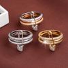 European and American Creative Three-Color Detachable Safety Pin Ring with Micro-Inlaid Zirconia for Women