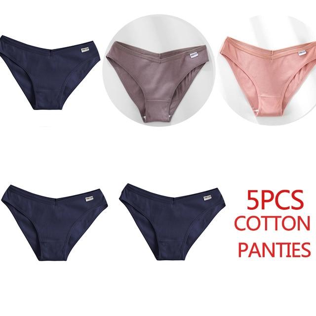 FINETOO 5 шт./компл., женские хлопковые трусики, женское нижнее белье, однотонные трусы, сексуальное женское белье, трусики для женщин, трусы, нижнее белье