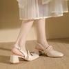 Кожаные босоножки-мешки женские летние 2024 новые французские верхние туфли сказочно красивые на низком каблуке средний каблук толстый каблук высокие каблуки