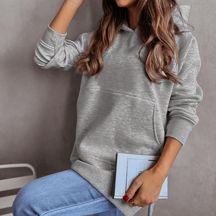 Осенний новый женский свитер с капюшоном, повседневный женский топ, универсальный женский разделенный свитер