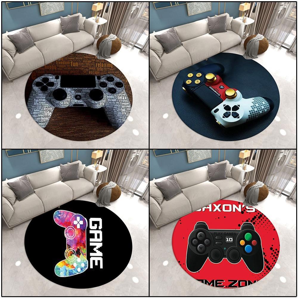 Fashion Living Room Rug Gamer Round Carpet Game Console Bedroom Rugs Boys Chair Mat Kids Play 3D Floor Area Rug Entrance Doormat