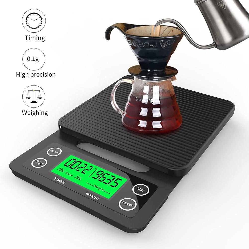 5/3kg Portable Kitchen Scales High Precision Measuring LCD Electronic Digital Kitchen Scale 0.1g Drip Coffee Scale with Timer