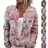 Women's Fashion Printed Long Sleeve Knitted Cardigan Button Down Jacket