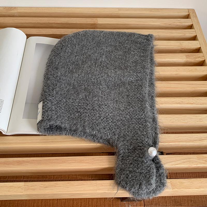 Новогодний красный шарф-шапка Цельный женский зимний в корейском стиле Теплая вязаная шерстяная шапка Защищающая уши балаклава