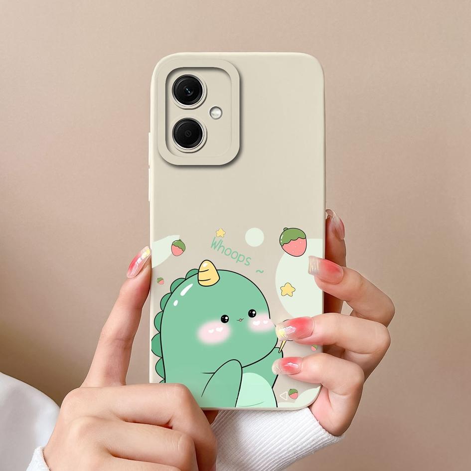 Жидкий силиконовый чехол для Xiaomi Redmi Note 12 Pro + 12S 12R Note 8 9 10 11 Pro, противоударный чехол с милым динозавром, матовый чехол с защитой от падения, для бампера Redmi