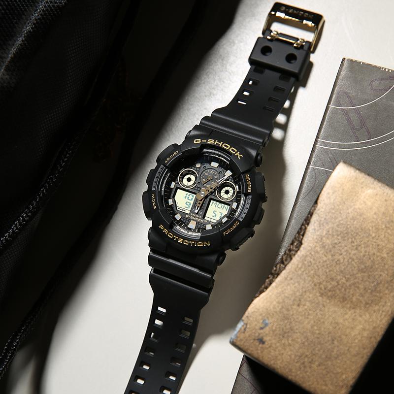 Casio Мужские часы с двойным дисплеем (жидкокристаллический/аналоговый) Серия Черные Часы GA-100GBX-1A9 GA-100GBX-1A9
