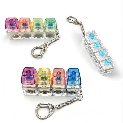 Светодиодный брелок-клавиатура LED4 Fidget Нажимной Прозрачный Цветной Игрушка для снятия стресса EDC Маленький инструмент для взрослых и детей