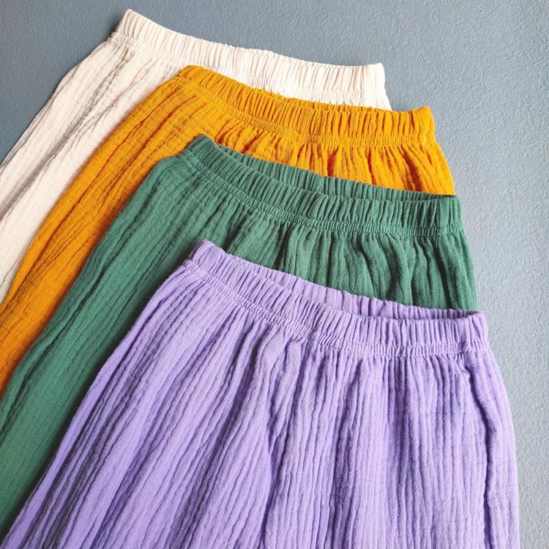 Детские брюки из хлопка и льна, мягкие брюки, повседневные длинные брюки для мальчиков и девочек