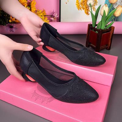 Сетчатые сандалии новая летняя обувь на толстом каблуке с одной педалью женская обувь кожаная обувь с мелким вырезом модные повседневные сандалии женские