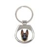 German Shepherd Dog, Alsatian Wolf Dog I - Geometric Keychain with a Photo and the Inscription