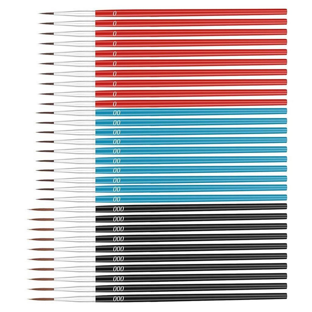 Набор кистей для тонкой детализации 30 шт. Деревянная ручка Нейлоновая щетина 3 размера Миниатюрные тонкие кисти для росписи лица