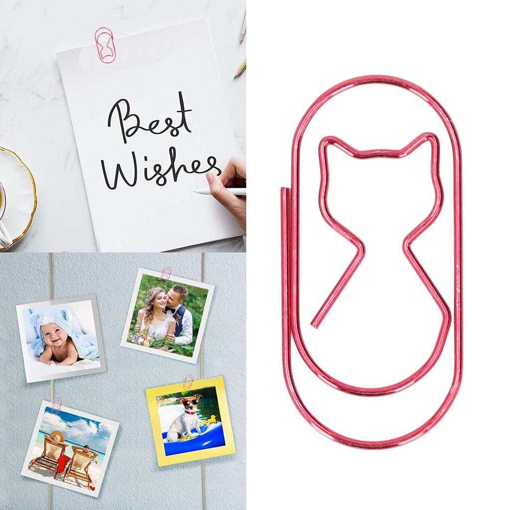 4 Box Cute Cat Paper Clip Fun Shaped Plated Paper Clamp Book Clips Wire Book for File Classification
