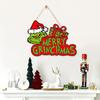 Christmas Green Elf Door Sign Merry Christmas Wooden Door Hanger Front Door Wall