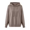Women Hooded Sweater Adjustable Drawstring Long Sleeve Loose Fit Knitting Tops Fall Winter Pullover Tops