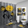 3D Beach Scenery Bathroom Bathing Waterproof Shower Curtain Home Entrance Doormat Bathtub 4Pcs Set Toilet Seat Cover Rugs Bath Non-Slip Floor Mat