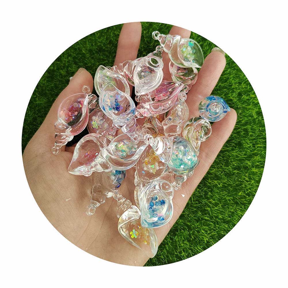 Transparent Luminous Shell with Hole on Top Resin Charms Glow in Dark Conch for DIY Pendant Bracelet Jewelry Key Chain Making