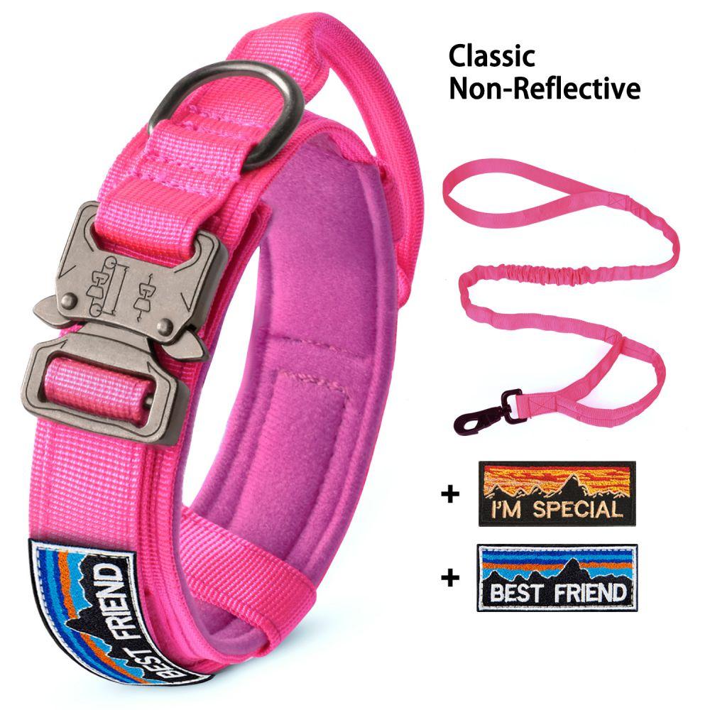 Прочный ошейник для собак, регулируемый, толстый, тактический, военный, тренировочный ошейник и поводок для собак с ручкой для средних /больших/ k9 /крупных собак